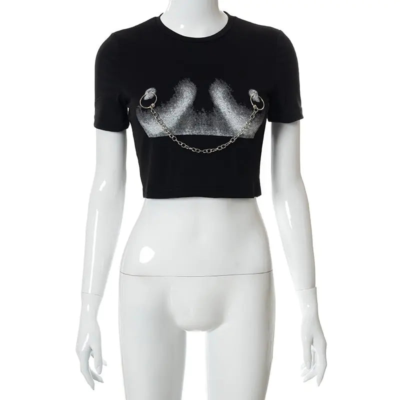 Daring Chain Cropped Tee