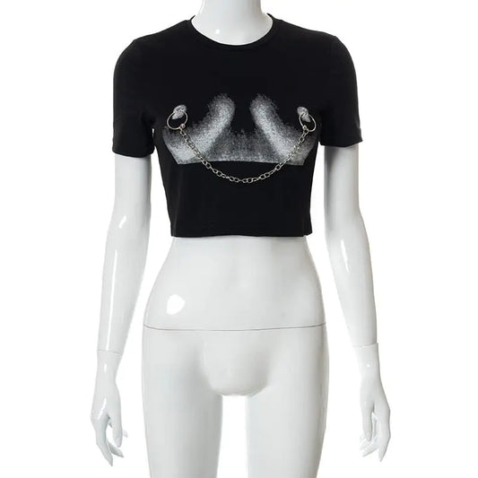 Daring Chain Cropped Tee